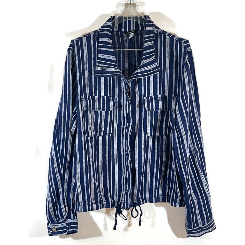 Supplies Women’s Blue/White Striped Button Down Jacket